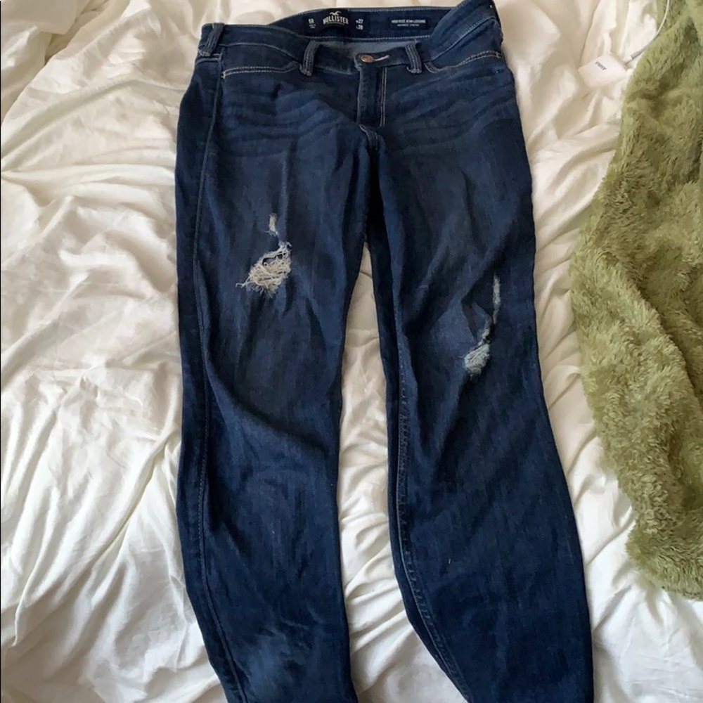HOLLISTER BLUE HIGH RISE STRETCHY JEAN LEGGINGS